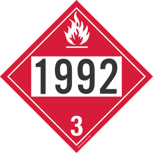 Vinyl 1992 Flammable Class 3 Placard