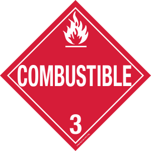 Vinyl Combustible Class 3 Placard