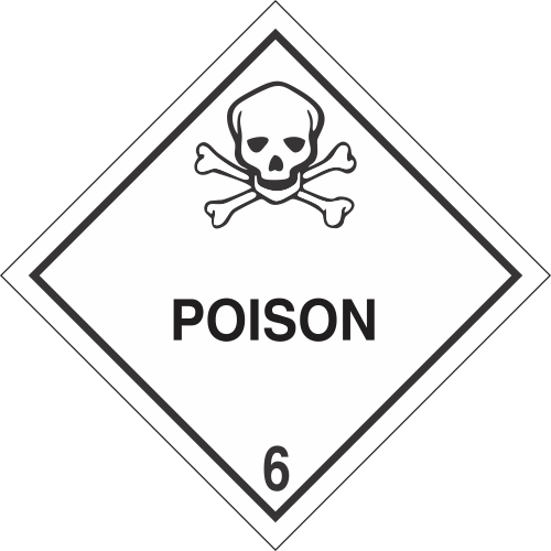 Vinyl Poison Class 6 DOT 4"x4" Label