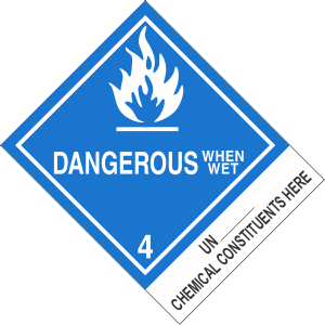 Vinyl Custom 4"x5" Class 4 Dangerous When Wet with Description Strip