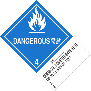 Custom Vinyl 4" x 6" Dangerous When Wet Class 4 with Description Strip