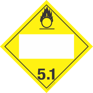 Vinyl Blank Oxidizer 5.1 Class 5 Placard