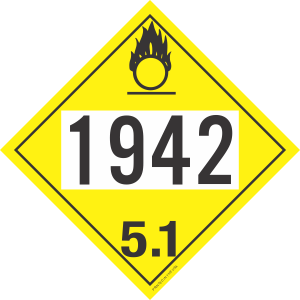 Vinyl 1942 Oxidizer 5.1 Class 5 Placard