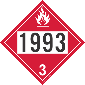 Vinyl 1993 Flammable Class 3 Placard