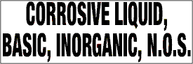 7.5" x 2.5"  Corrosive Liquid, Basic, Inorganic, N.O.S.