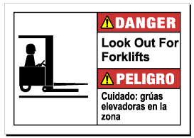 Danger Forklift 7x10 Outdoor Plastic