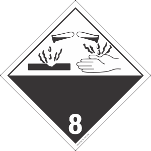 Rigid Plastic Corrosive Class 8 Int'l Placard