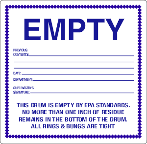 Paper 6" x 6" Empty Waste Label