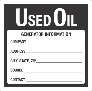 Vinyl 6" x 6" Used Oil Waste Label